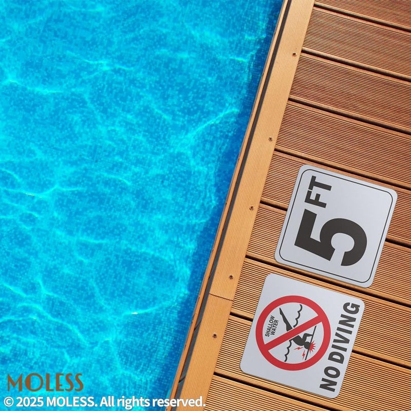 MOLESS 5FT Pool Depth Marker Stickers – 6x6″ Anti-Slip Vinyl Tile Stickers for Swimming Pool Safety Signs, Adhesive Pool Depth Markers for Decks, 5 FT (1 Pack) - Image 3